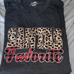 X-Large Charcoal Women's Short Sleeve Tee - Leopard & Red Plaid Graphic